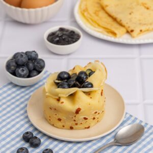 Crepe-Wrapped Blueberry Cheesecake