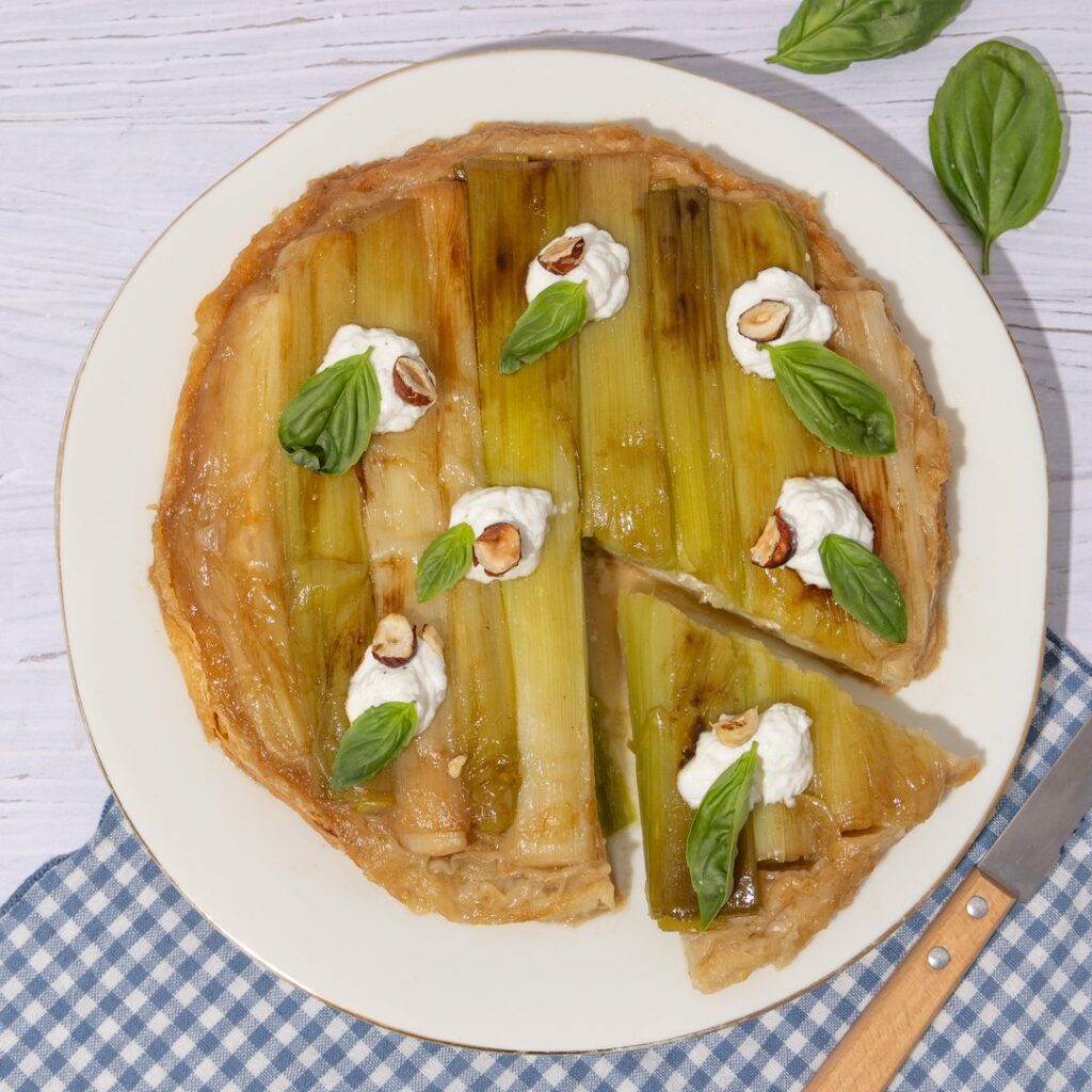 Tarte tatin chèvre-poireaux