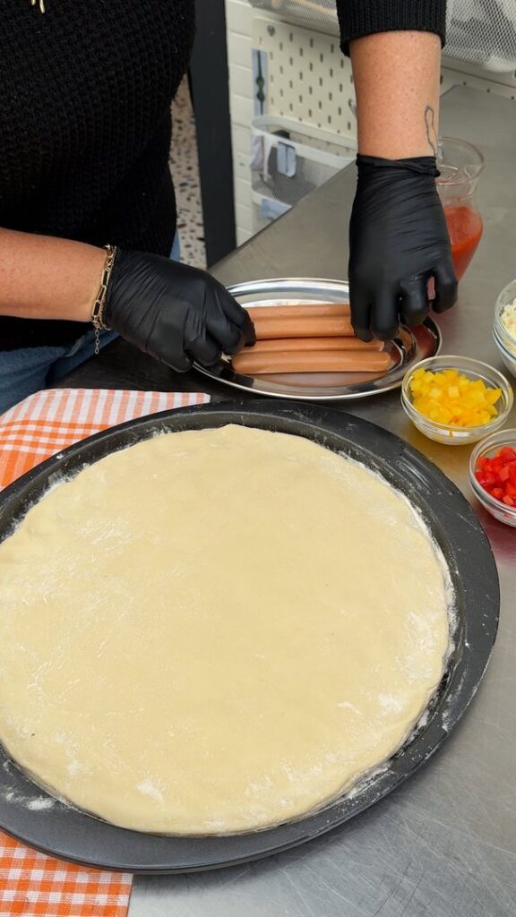 Hot Dog Stuffed Crust Pizza