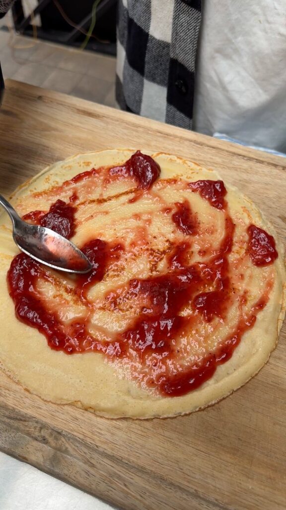 Strawberry rolled crepes