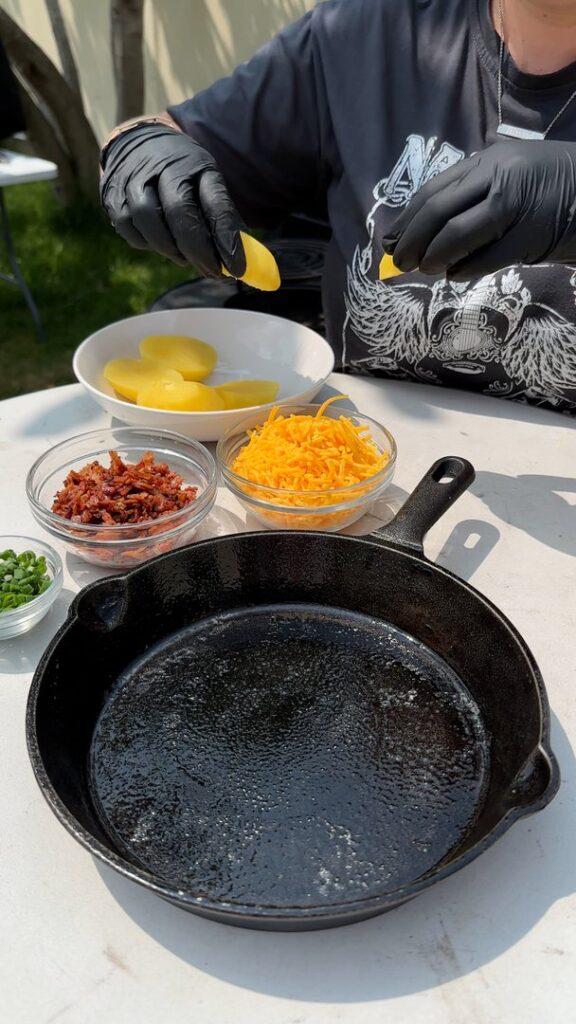 BBQ Baked Potato Cornbread Skillet