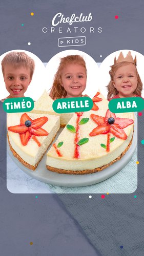Le cheesecake fleuri de Timéo, Arielle et Alba